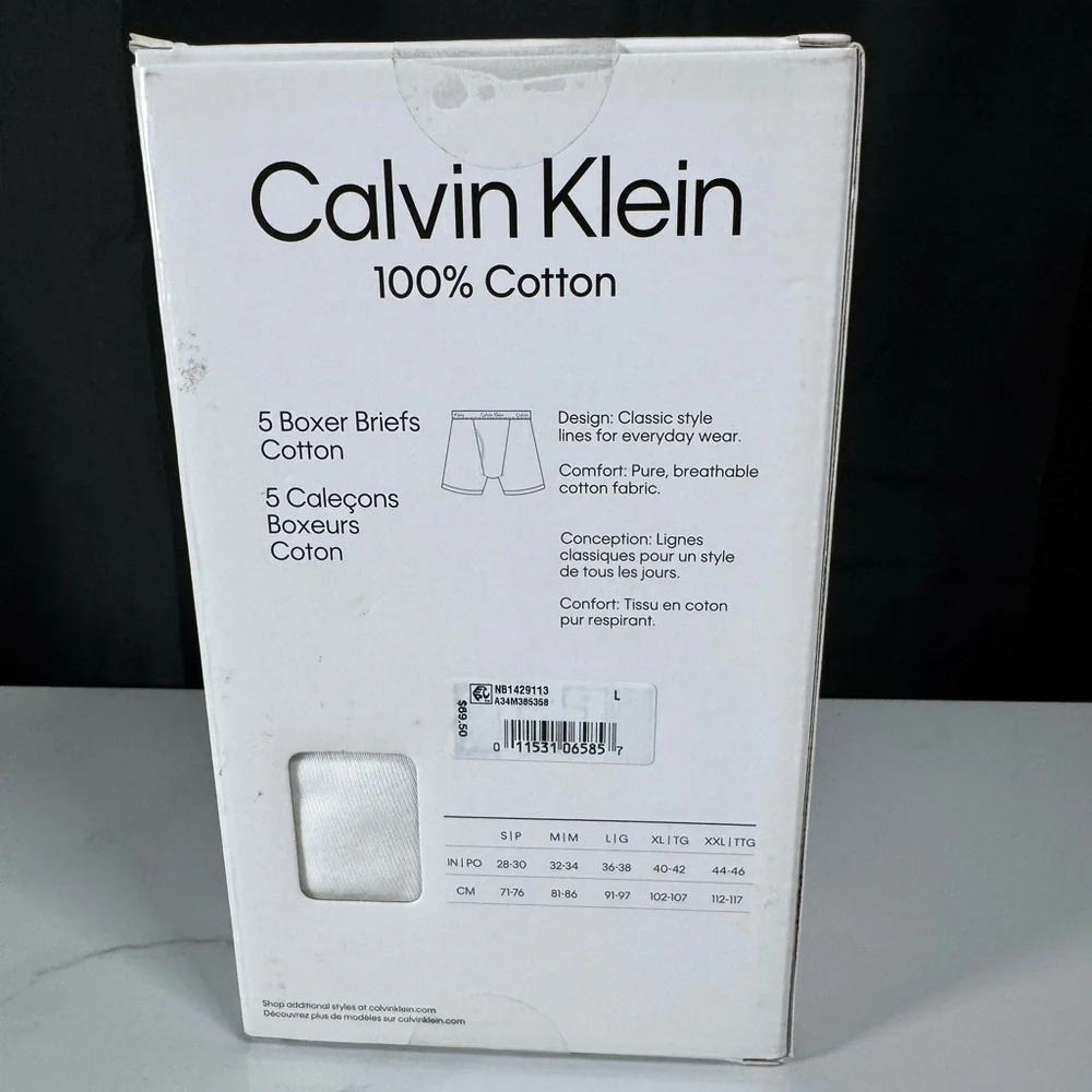 Calvin Klein Men's Classic White Boxer Briefs - 5 Pack - Picture 2 of 2
